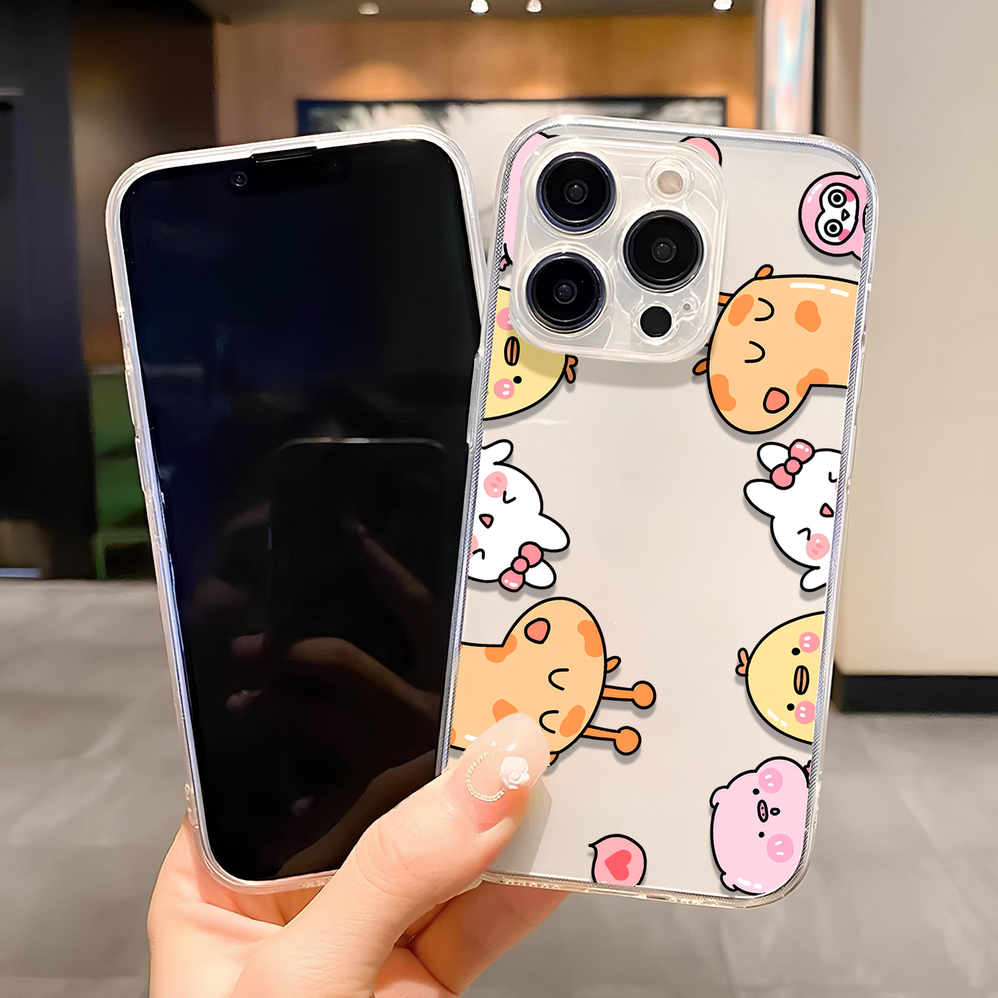 Cute Cartoon Transparent Silicone Phone Case