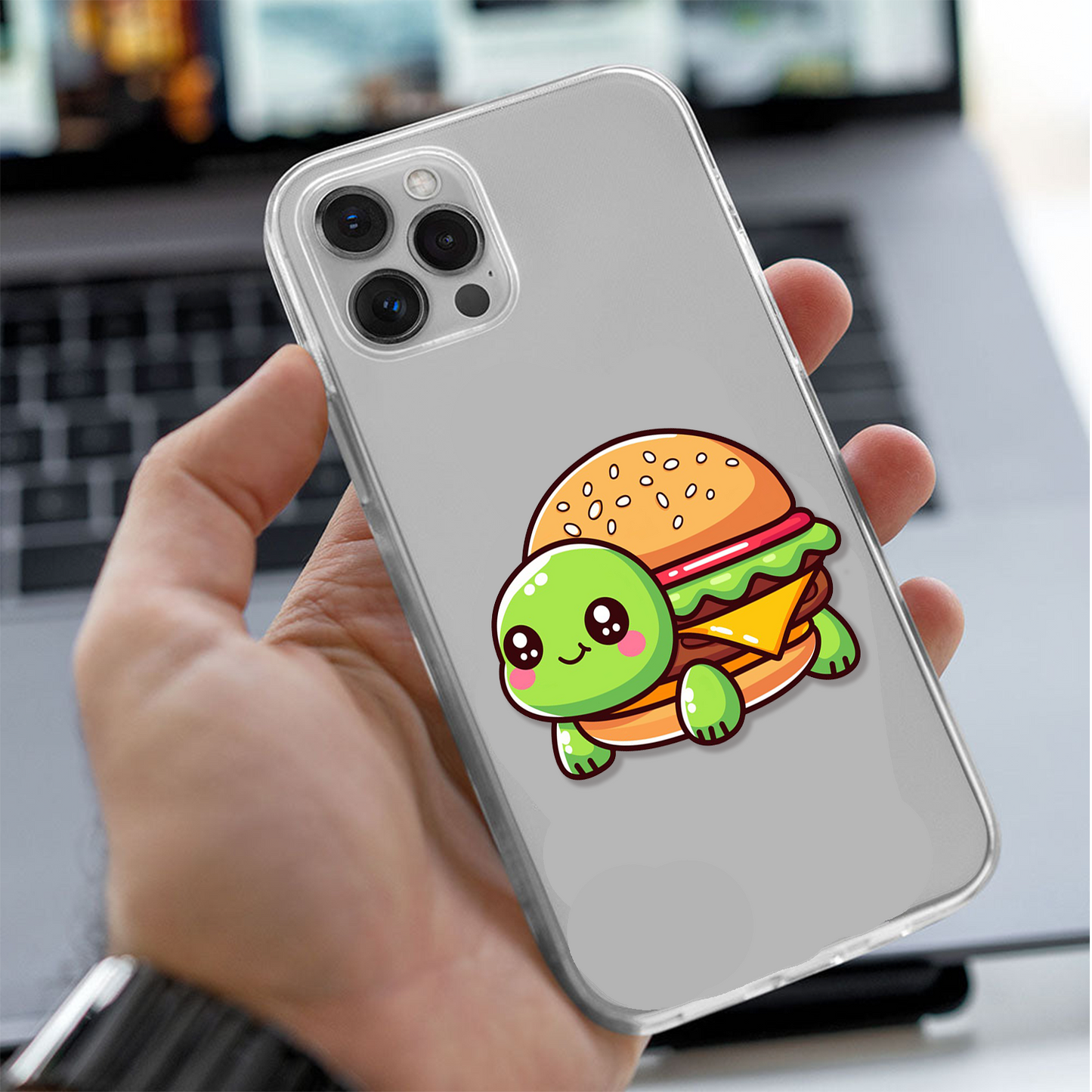 Burger & Fries Couple Clear Silicone Phone Case Cover