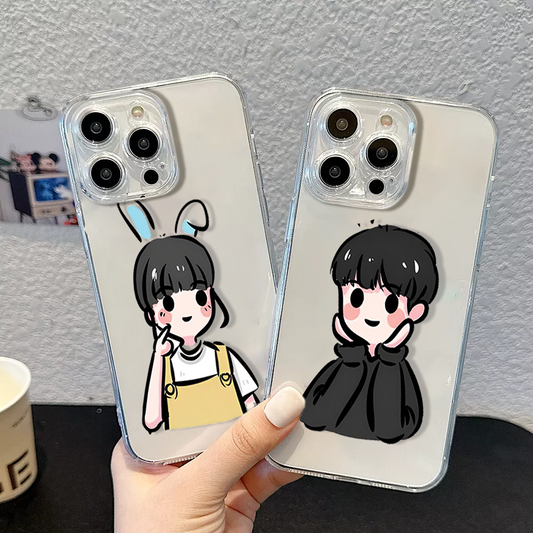 Cute Couple Clear Silicone Phone Case