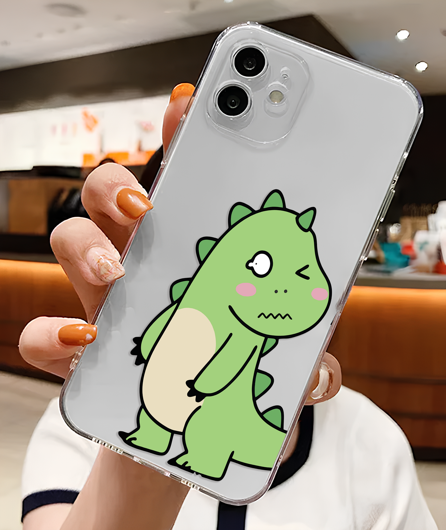 Cute Couple Dino Cartoon Clear Silicone Phone Case