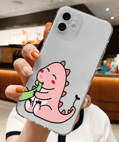 Cute Couple Dino Cartoon Clear Silicone Phone Case