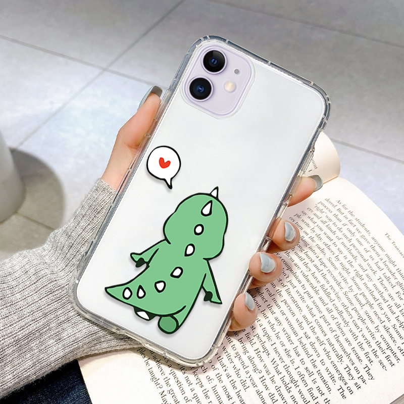 Dino Cute Couple Clear Silicone Phone Case