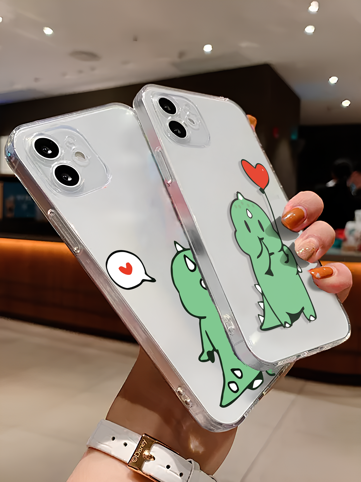 Dino Cute Couple Clear Silicone Phone Case