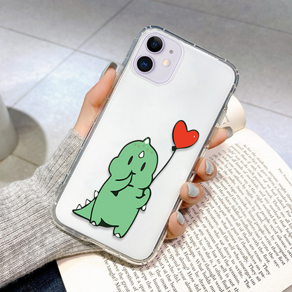 Dino Cute Couple Clear Silicone Phone Case