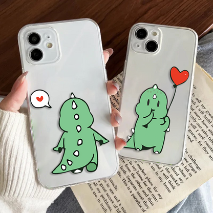 Dino Cute Couple Clear Silicone Phone Case