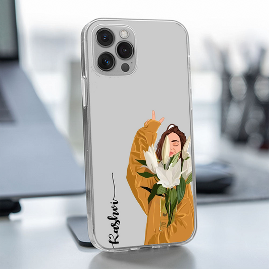 Snop Drop Flower Girl Custom Name Transparent Silicone Phone Case