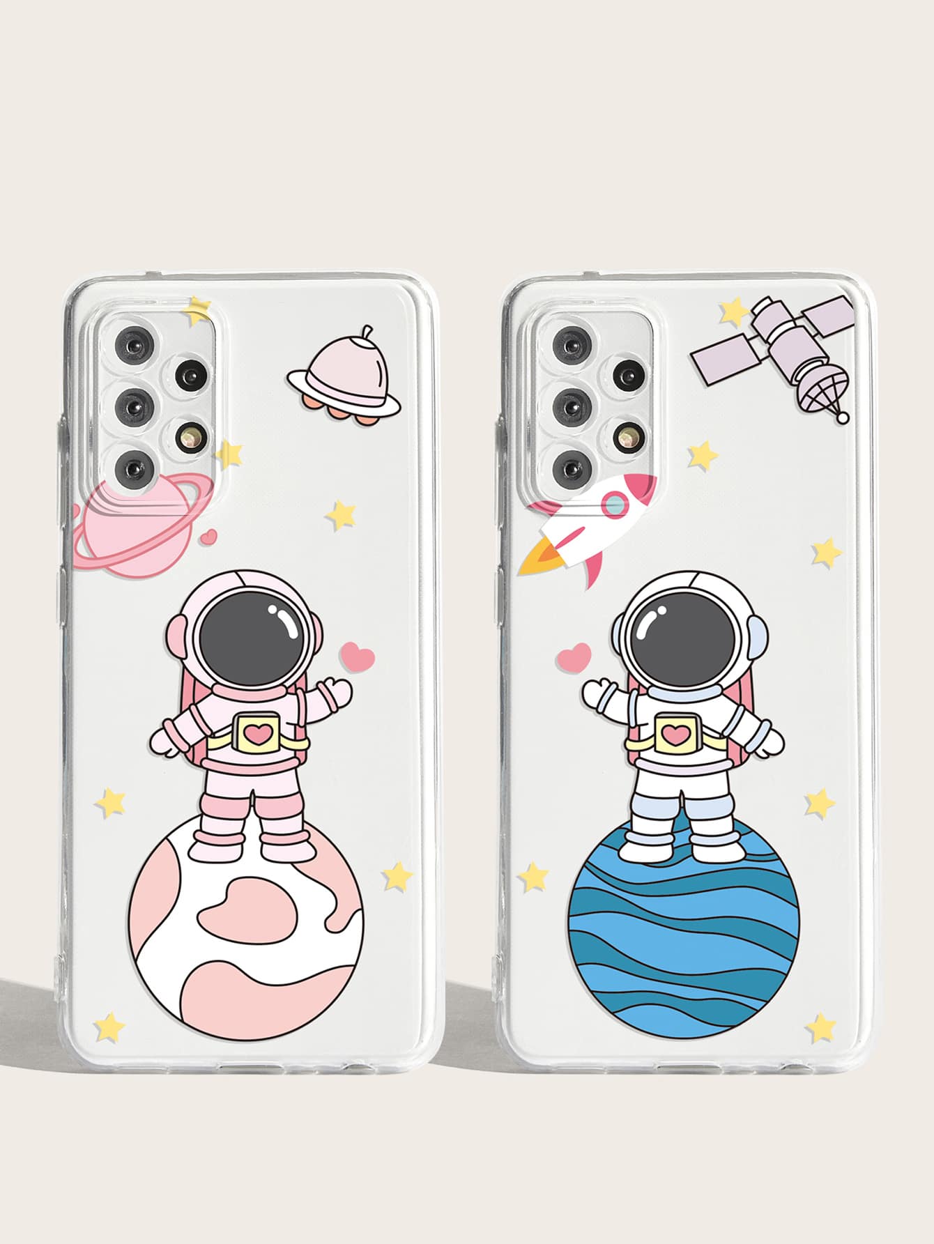 Astronaut Couple Clear Silicone Phone Case