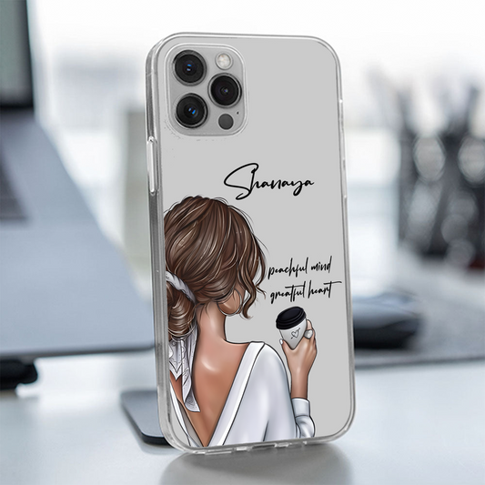 Peaceful Mind Greatful Heart Girl Custom Name Transparent Silicone Phone Case