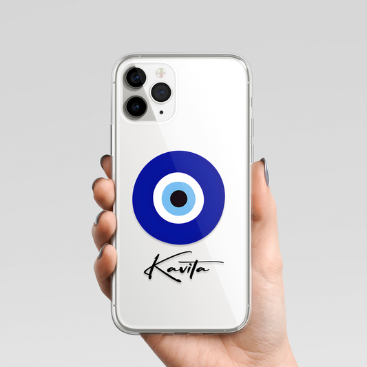 Evil Eye Custom Name Transparent Silicone Phone Case