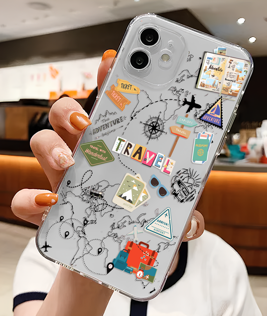 Travel Visa Sticker Style Clear Silicone Phone Case