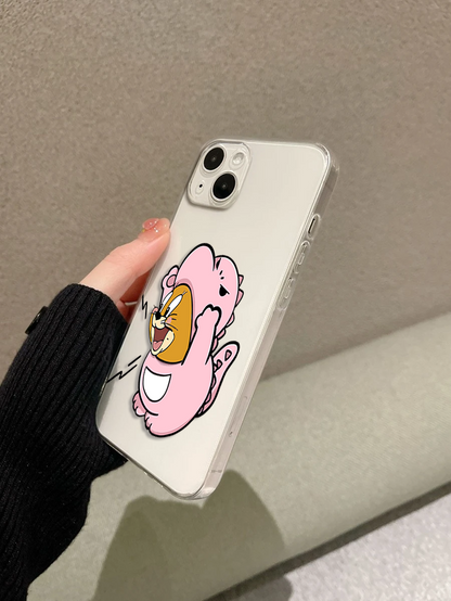 Dino Cat & Mouse Clear Silicone Phone Case