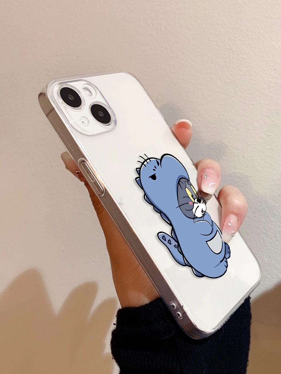 Dino Cat & Mouse Clear Silicone Phone Case