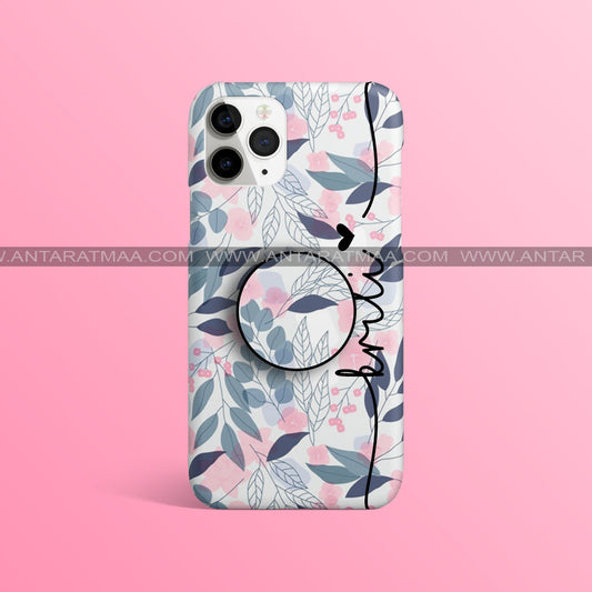 Blue Pink leaves floral case