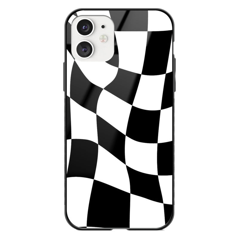 Swirl Black n White Glass Phone Case