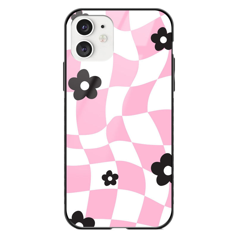 Pink Swril Floral Glass Phone Case