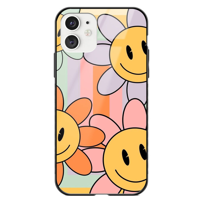 Sunflower Cartoon Y2K Glass Phone Case