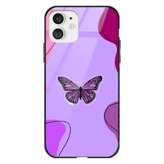 Lavender Patch Butterfly Glass Phone Case