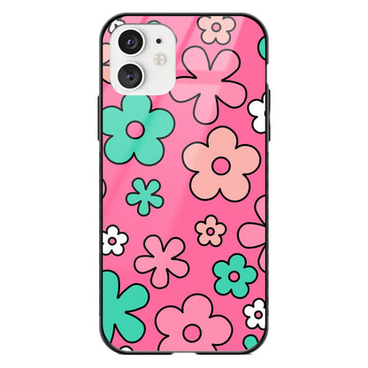 Neon Multi Color Floral Glass Phone Case