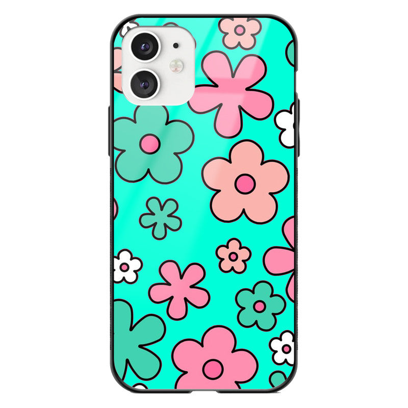 Neon Multi Color Floral Glass Phone Case