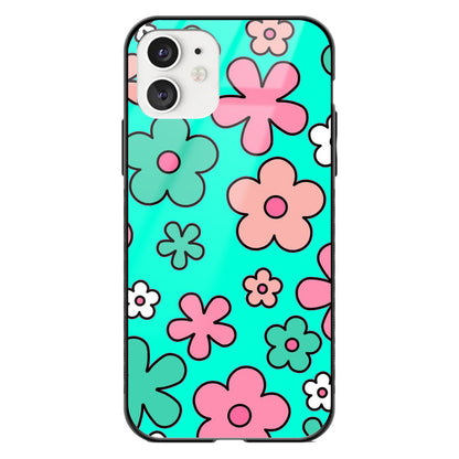 Neon Multi Color Floral Glass Phone Case