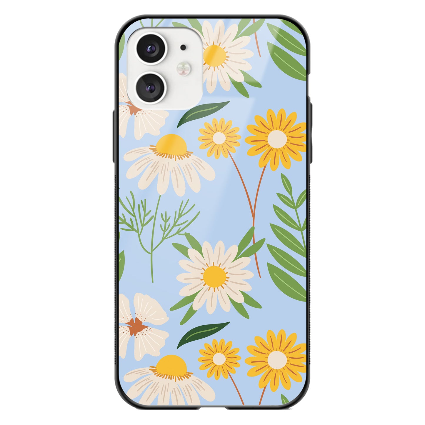 Floral Pattern Glass Phone Case