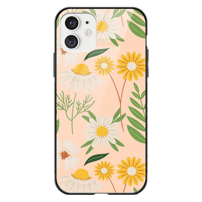 Floral Pattern Glass Phone Case