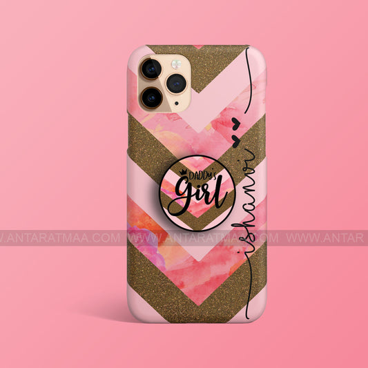 Rose Glitter Marble Case With Holder