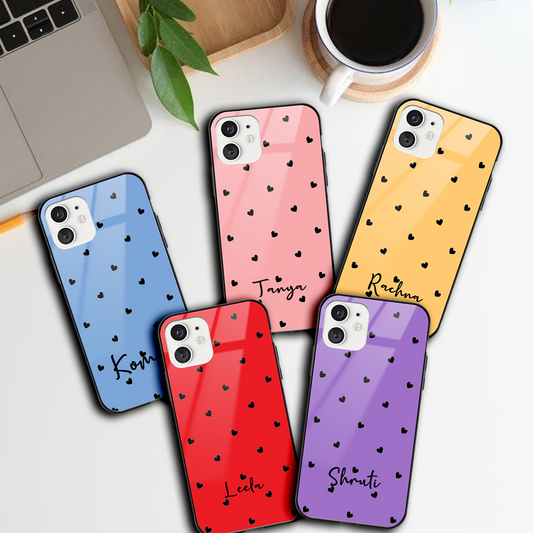 Heart Pattern Custom Glass Phone Case