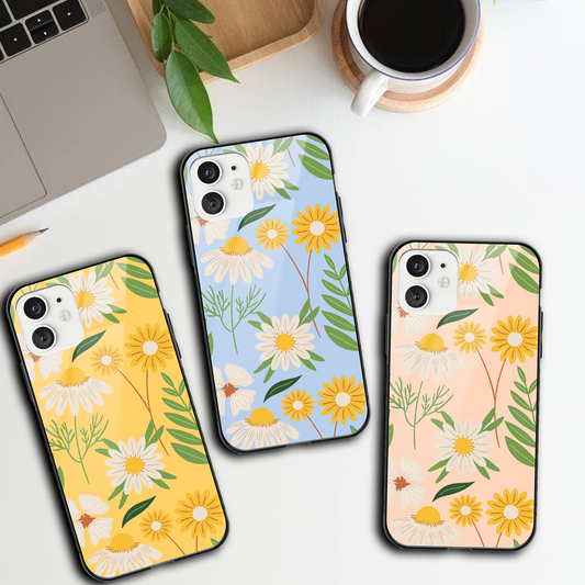 Floral Pattern Glass Phone Case