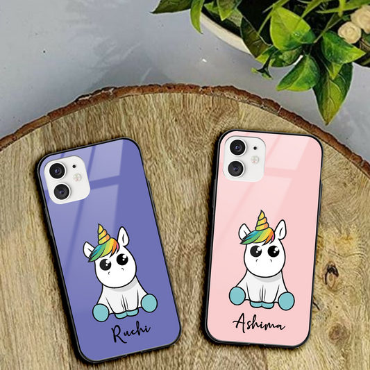 Baby Unicorn Cartoon Glass Phone Case