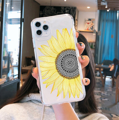 Sunflower & Daisy Design Clear Silicone Phone Cover Case