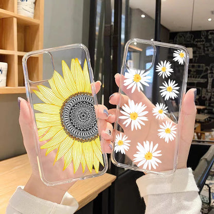 Sunflower & Daisy Design Clear Silicone Phone Cover Case