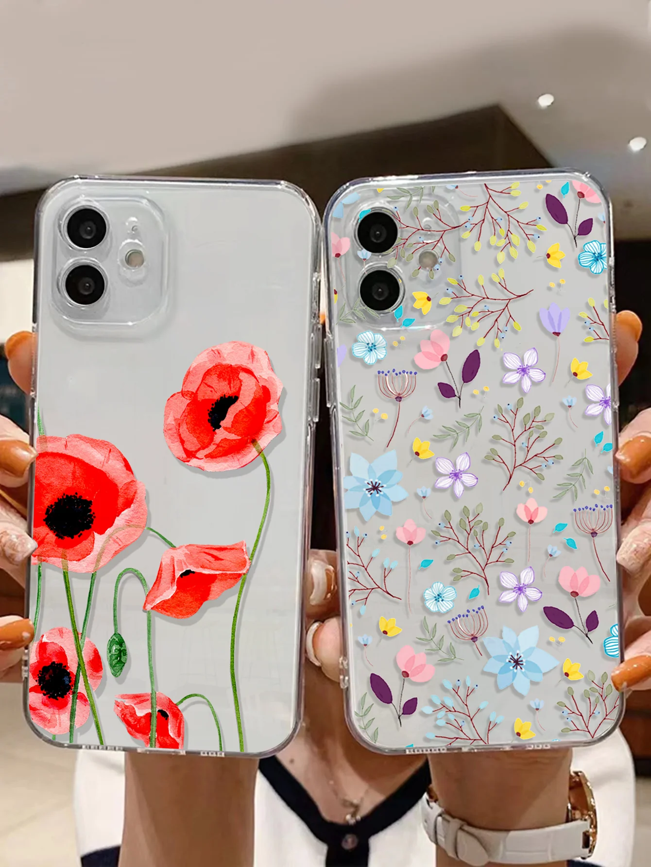 Classy Floral Design Clear Silicone Phone Cover Case