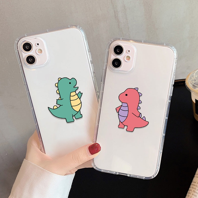 Cute Couple Dino Transparent Silicone Phone Case