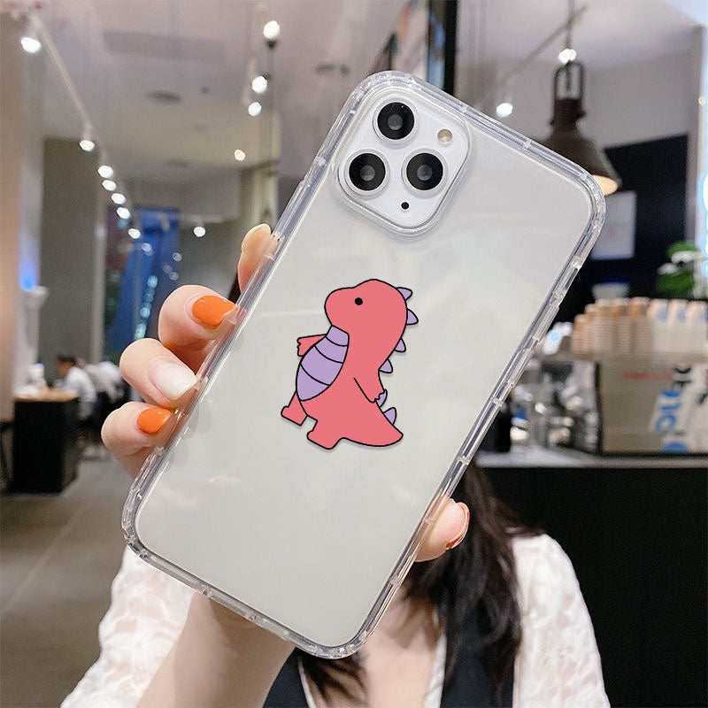 Cute Couple Dino Transparent Silicone Phone Case