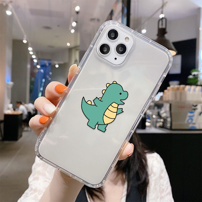 Cute Couple Dino Transparent Silicone Phone Case